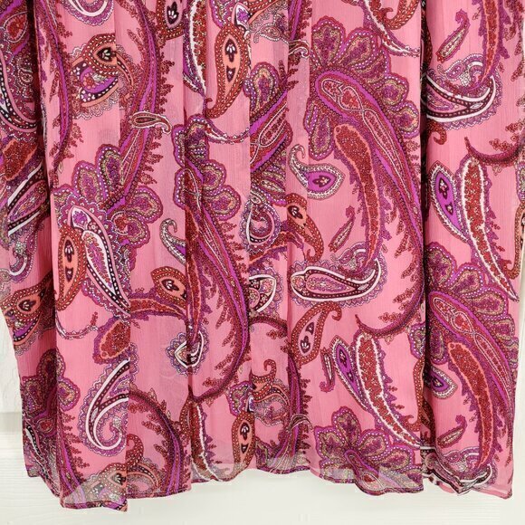 J. Crew Silk Double Pleated Paisley Skirt 12 Pink/Purple - Picture 9 of 13